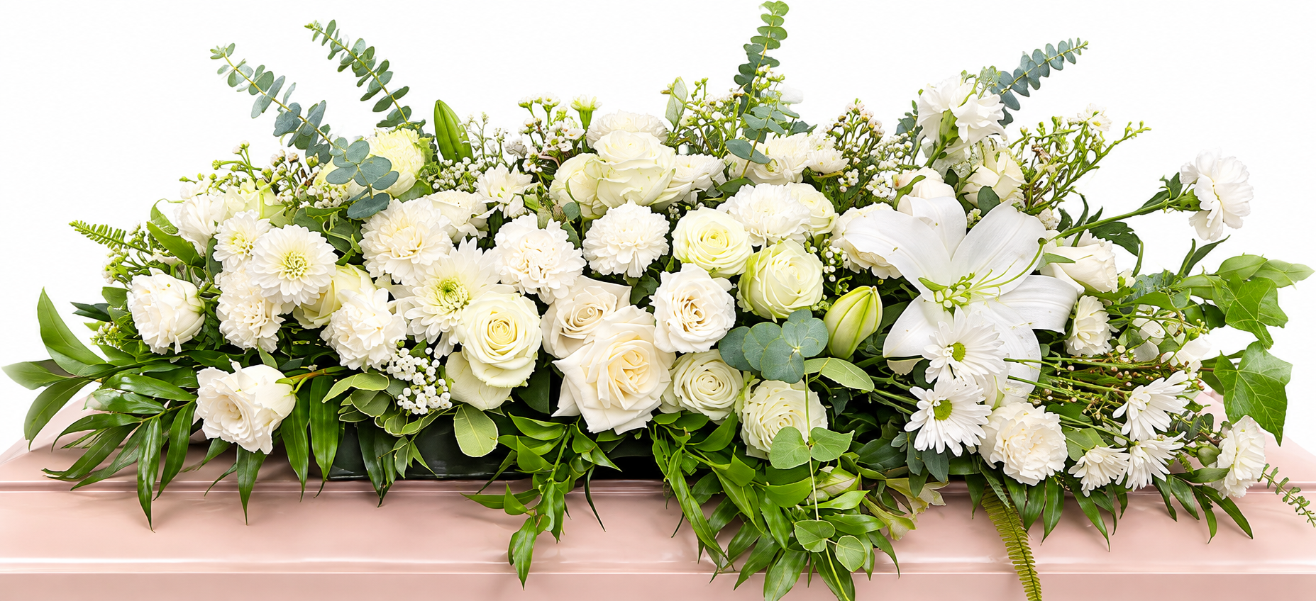 Elegant White Casket Spray